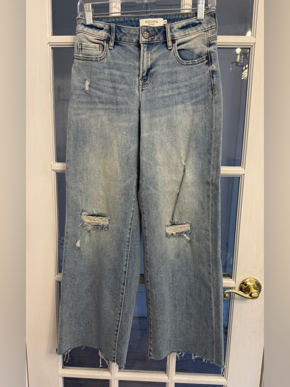HIDDEN Los Angeles Women's Medium Wash Mid Rise Distressed Relaxed Jeans Size 25